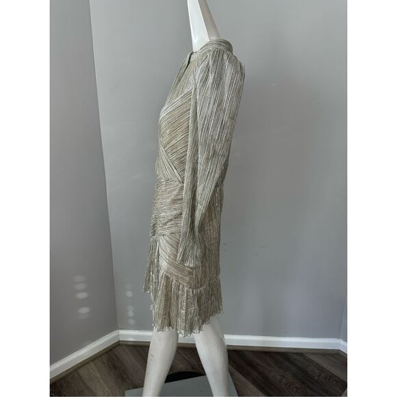 Saylor Saydee Mock Neck Long Sleeve Ruched Mini Dress Metallic Large $275 - Picture 7 of 11